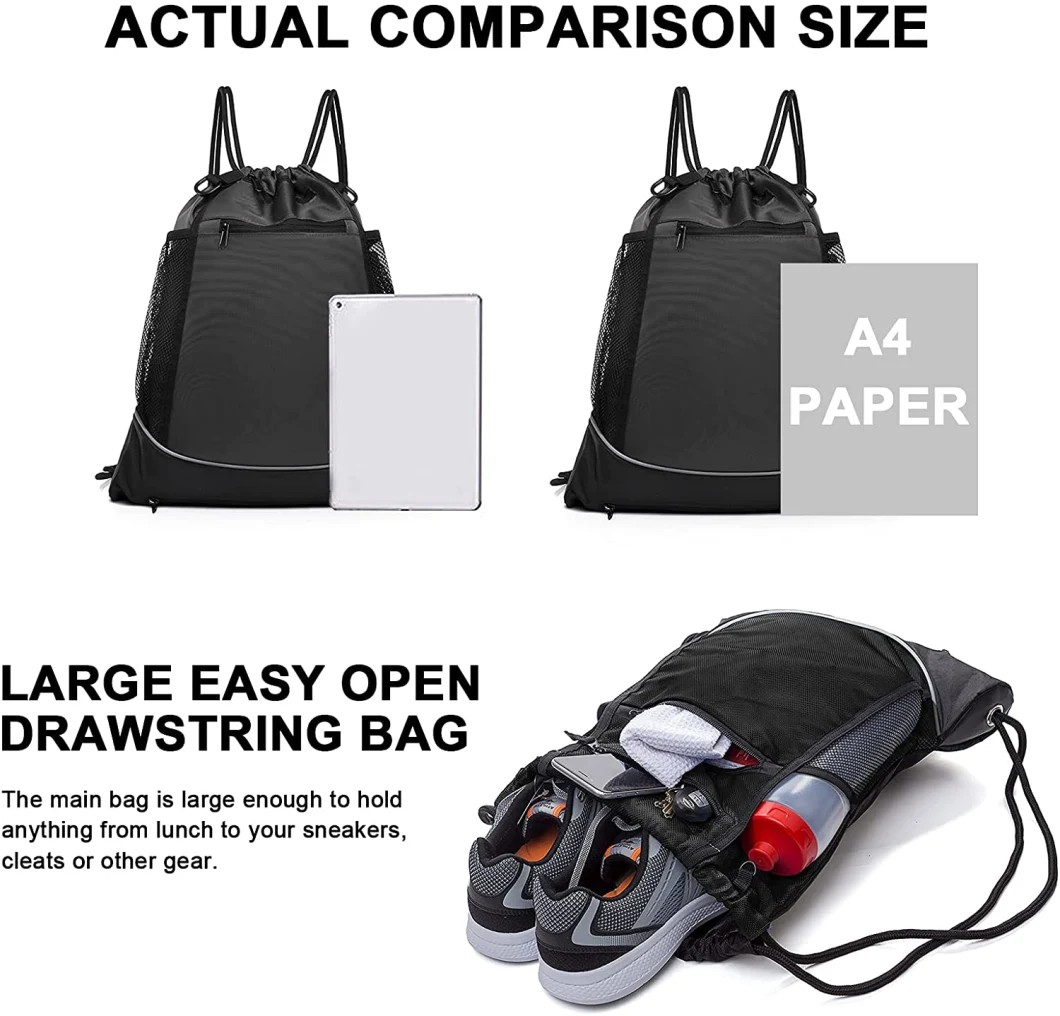 Foldable Drawstring Basketball Backpack Gym Bag Sackpack Sports Sack with Detachable Ball Mesh Bag for Volleyball Baseball Yoga