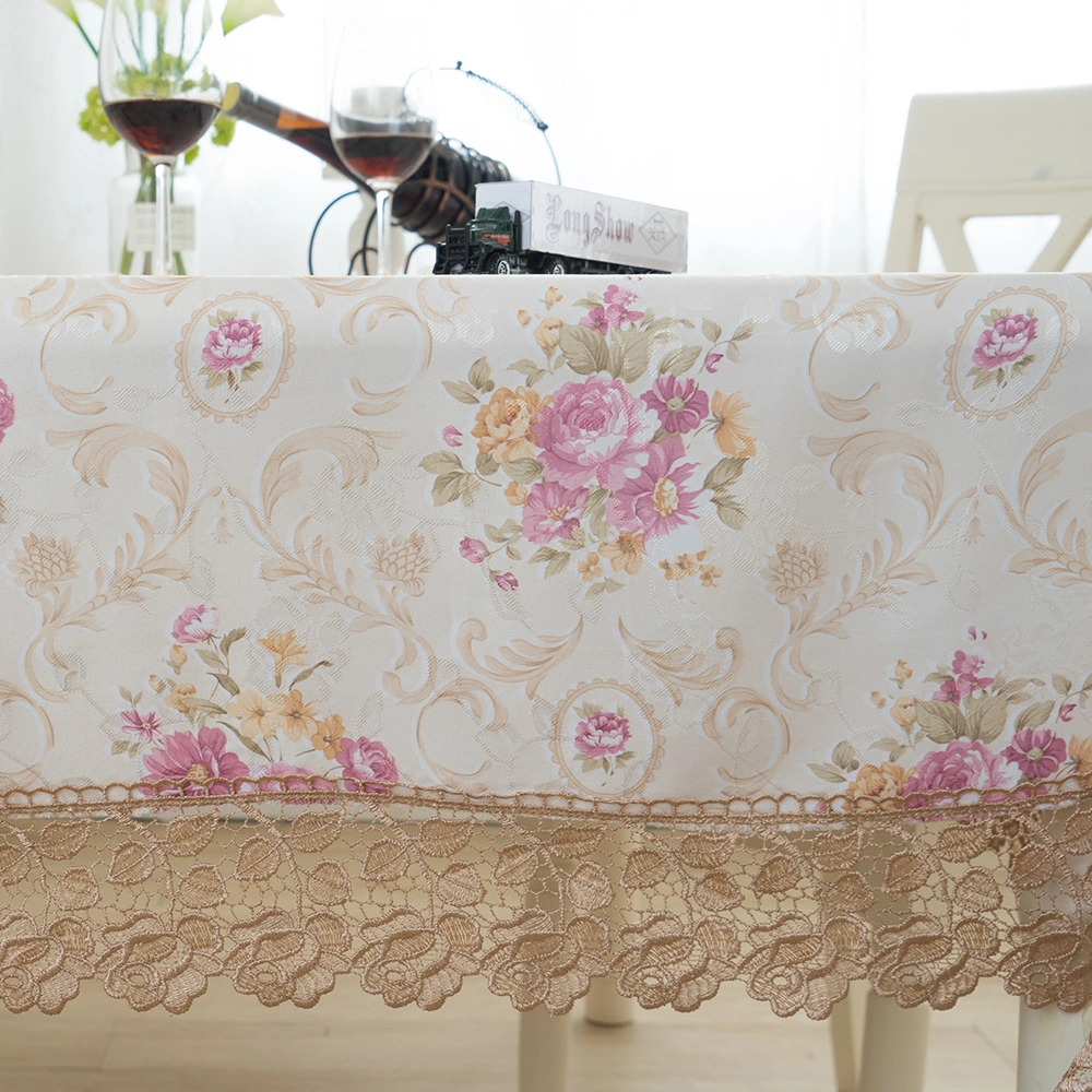 Wholesale Purple Flowers Prined Jacquard Luxury Home Decor Table Cover for Table, Furniture