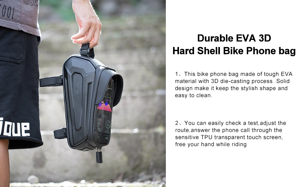 Custom Waterproof Top Tube Handlebar Bag Bike Phone Mount Bag EVA Cycling Storage Bag for Phones Below EVA Bike Case