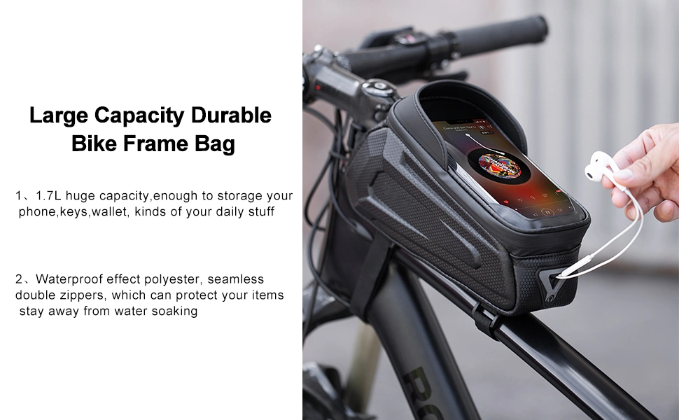 Custom Waterproof Top Tube Handlebar Bag Bike Phone Mount Bag EVA Cycling Storage Bag for Phones Below EVA Bike Case