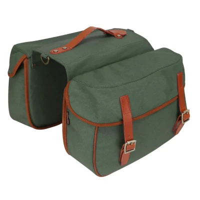 Sac de transport de siège arrière de vélo de toile imperméable à l'eau sac de transport de vélo Double sacoche Pack (vert)