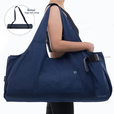 Grand sac fourre-tout en toile pour tapis de yoga pour femmes Fabricant Logo personnalisé